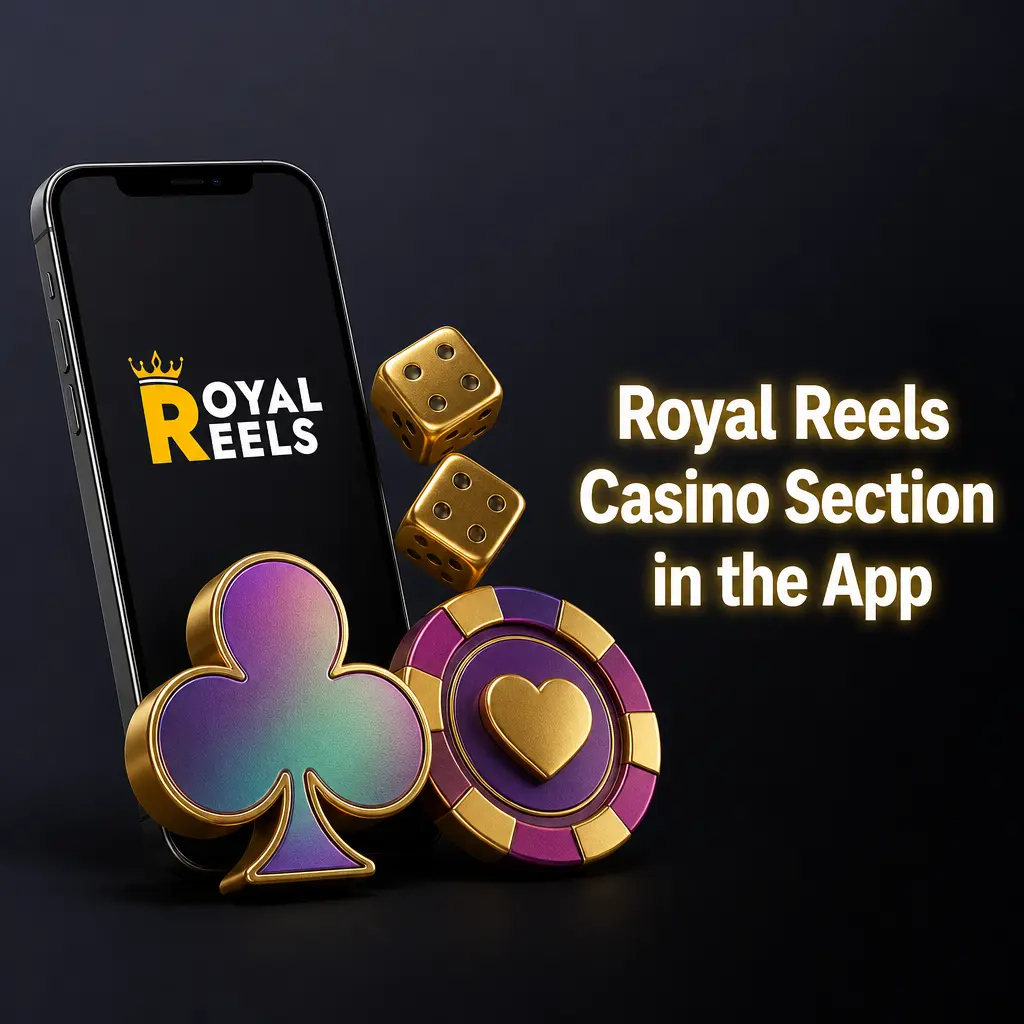 Royal Reels Casino app showing game categories